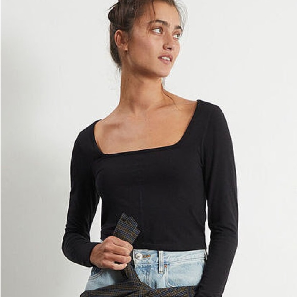 Pacsun Black Square neck long sleeve Crop Top